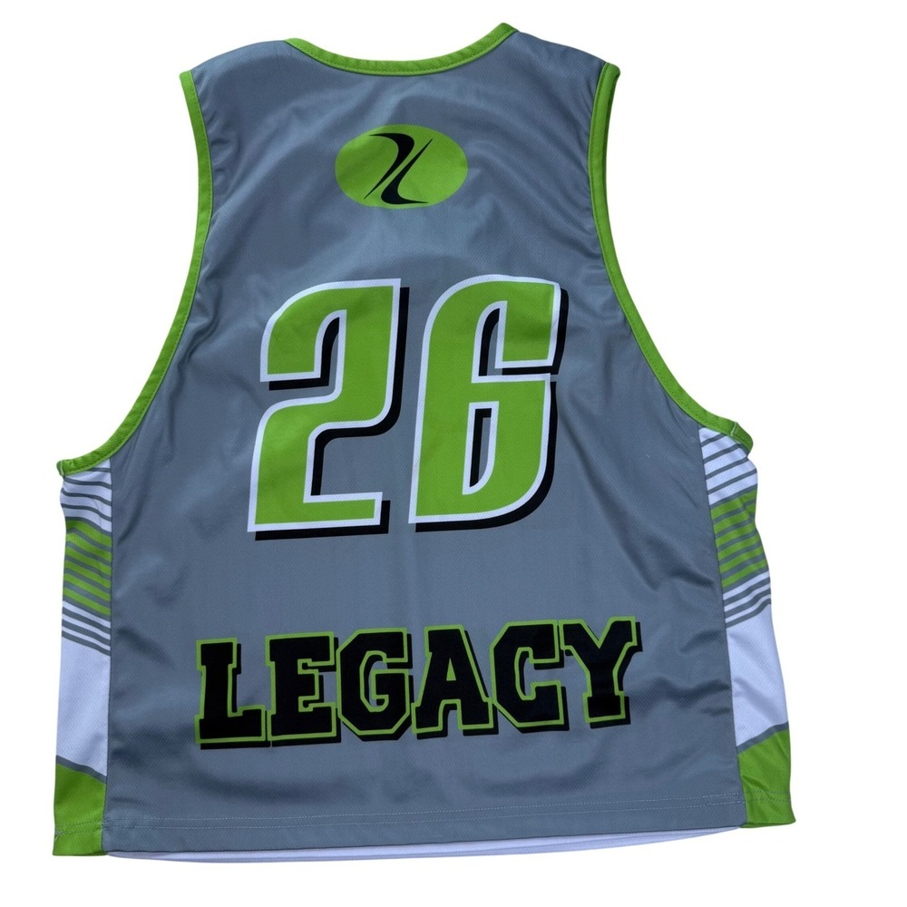 StickStar Lacrosse Reversible‎ Jersey Pinnie Mens SM Grey White Lime Green 26